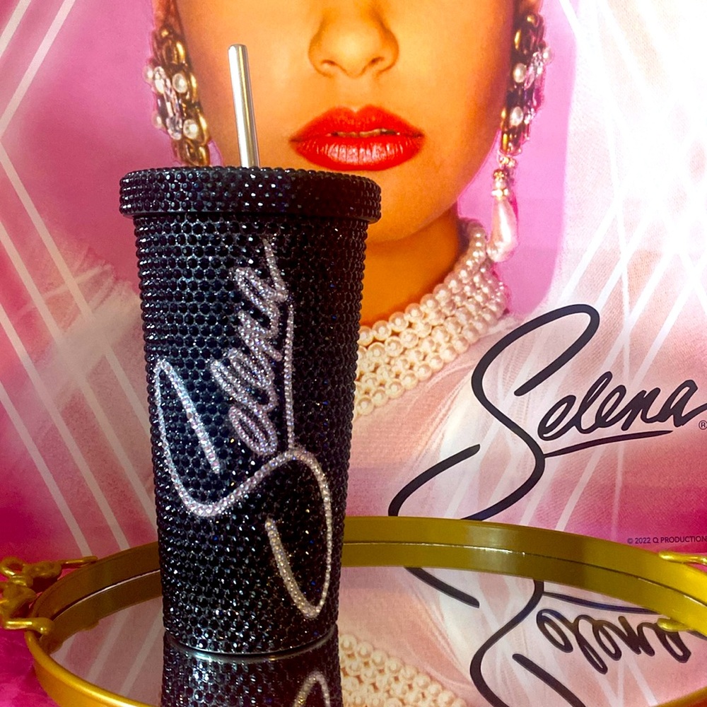 Black and sliver rhinestone Selena Tumbler